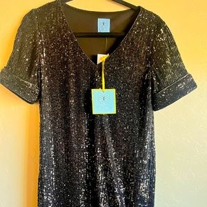 CeCe Black sequin cocktail dress. Size M. Knee length